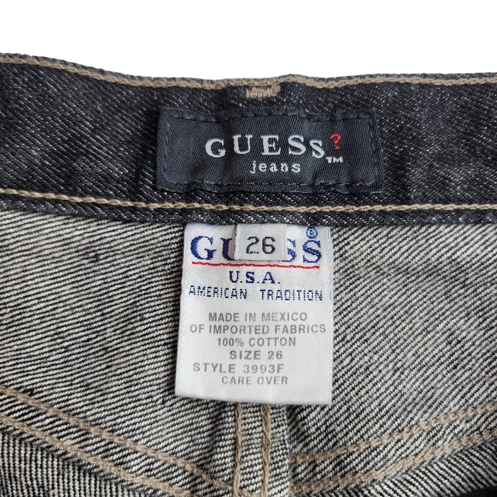 Guess Denim Shorts Low Rise Dark Wash Y2K Size 26 - Picture 5 of 6